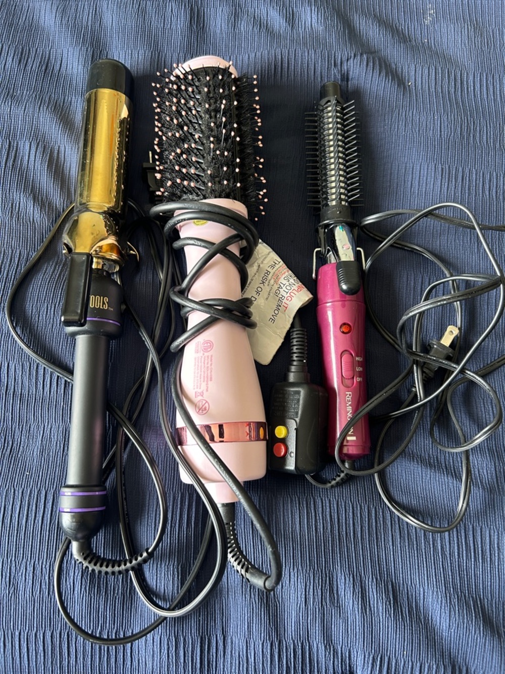 Assorted Hair Styling Tools - Pink, Gold, Burgundy